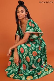 Monsoon Green Bandhani Tie Dye Dress with LENZING™ ECOVERO™ (C89743) | 787 zł
