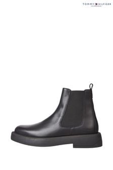 Tommy Hilfiger Leather Chelsea Black Boots (C89826) | $371