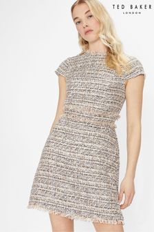 Ted Baker Renatad Pink Boucle Dress With Fray Detail (C89891) | 262 €
