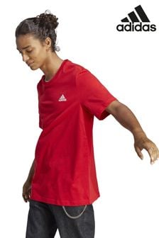 Червоний - adidas Основи спортивного одягу Одиночна футболка з вишитими маленькими логотипами (C90009) | 1 030 ₴