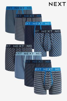 Blue Pattern 8 pack A-Front Boxers (C90023) | €52
