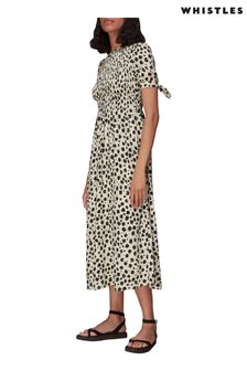 Whistles Dalmatian Dalmatian Shirred Midi Dress (C90190) | €89