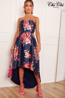 Платье с асимметричным подолом и принтом Chi Chi London (C90318) | €59