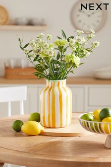 Yellow/White Stripe Ceramic Flower Vase (C90396) | DKK151