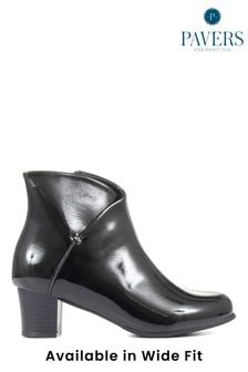 Pavers Black Wider Fit Block Heel Ankle Boots (C90507) | kr584