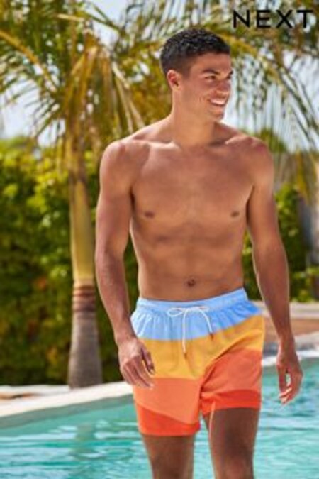 Blue/Orange Wave Colourblock Swim Shorts (C90529) | €26