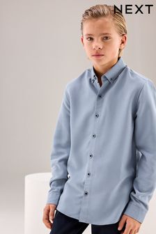 Niebieski - Miękka elegancka koszula z długim rękawem (3-16 lat) (C90530) | 60 zł - 78 zł