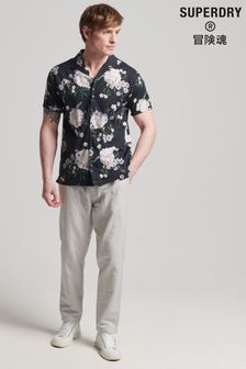 Superdry Studios Black Open Collar Short Sleeve Shirt (C90543) | SGD 69
