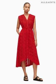 AllSaints Red Tate Broderie Dress (C90561) | ₪ 927