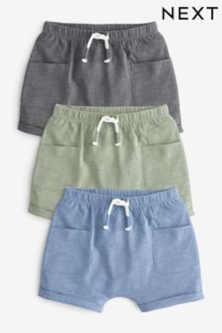 Azul/piedra - Pack de 3 pantalones cortos de punto de bebé (C90721) | 17 € - 19 €