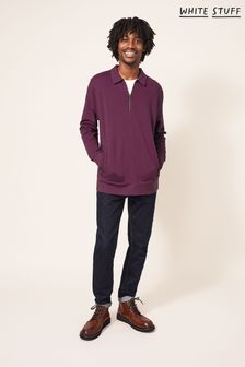White Stuff Purple Ashby Half Zip Sweat Jumper (C90905) | $91