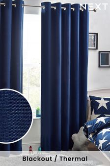 Bright Blue Eyelet Blackout/Thermal Curtains (C90907) | €25 - €66