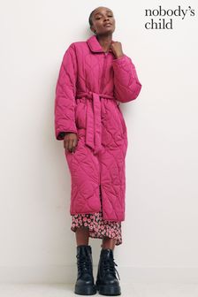 Nobody's Child Pink Carrie Long Swirl Belted Quilted Jacket (C91108) | €66