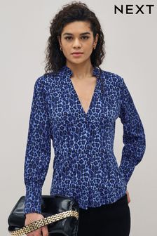 Langärmelige Bluse mit V-Ausschnitt und Corsagendetail (C91259) | 23 €