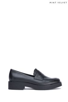 Mint Velvet Brianna Black Leather Loafers (C91402) | 160 €