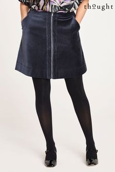 Thought Aubrie Blue Organic Cotton Velvet Skirt (C91510) | €77