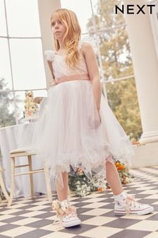 Blush Pink Tulle Bridesmaid Dress (3-16yrs) (C91610) | 32 € - 36 €