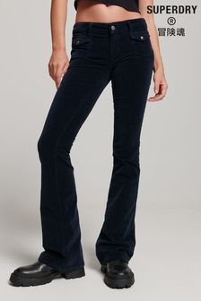 Superdry Blue Low Rise Velvet Flare Jeans (C91679) | $107