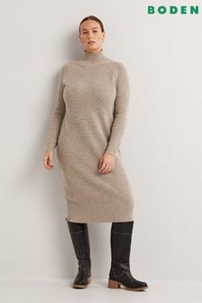 Boden Natural High Neck Knitted Midi Dress (C91738) | 378 zł