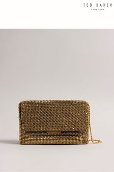 Ted Baker Glitzet Gold Toned Crystal Baguette Clutch Bag (C91782) | TRY 5.100