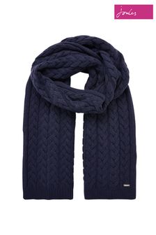 Joules Blue Elena Cable Knit Scarf (C91837) | €21