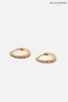 Accessorize Natural Gold Plated Huggie Hoop Earrings (C91967) | ₪ 70