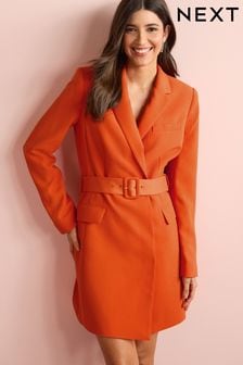 Orange Tailored Long Sleeve Belted Blazer Dress (C91968) | €34
