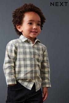 Crema crudo - Camisa de pana de manga larga a cuadros (3 meses - 7 años) (C92033) | 21 € - 24 €
