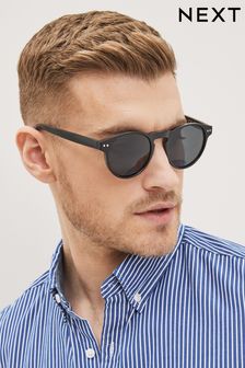 Black Round Polarised Sunglasses (C92074) | kr188