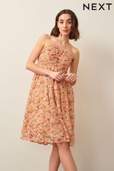 Obleka s cvetličnim vzorcem in zavezovanjem za vratom (C92161) | €20