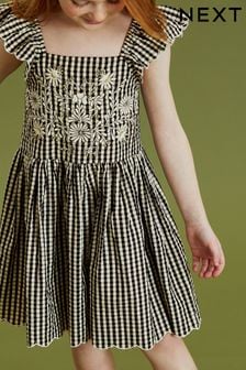 Black/White Embroidered Gingham Dress (3-16yrs) (C92193) | 19 € - 24 €