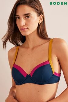 Boden Blue Panelled Cup-Size Bikini Top (C92269) | €33