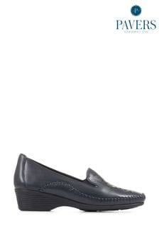 Pavers Blue Leather Slip On Shoes (C92366) | 120 zł