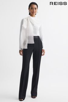 Reiss White Mabel Long Sleeve Bow T-Shirt (C92462) | OMR126
