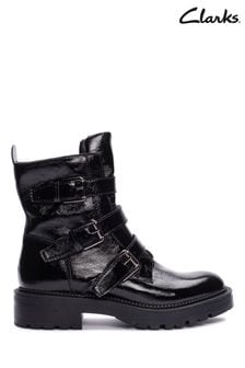 Clarks Black Pat Anzino Buckle Boots (C92491) | €79
