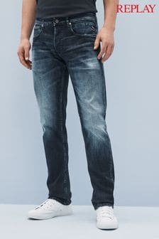 Denim Dark Blue - Replay Straight Fit Grover Jeans (C92533) | kr2 750