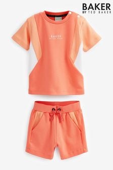 Baker by Ted Baker Orange Colourblock Short And T-Shirt Set (C92579) | ₪ 158 - ₪ 177