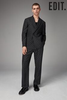Charcoal Grey EDIT Relaxed Pattern Suit Trousers (C92806) | SGD 80