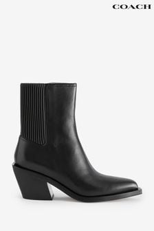 COACH Black Prestyn Leather Bootie (C92925) | €173