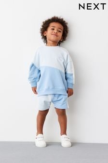 Bleu clair - Ensemble sweat-shirt et Shorts color block (3 mois - 7 ans) (C92962) | 23€ - 28€