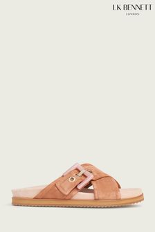 LK Bennett Rory Pink Suede Buckle Footbed Mules (C93249) | 267 €