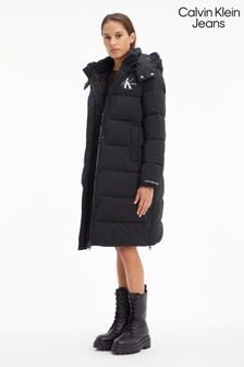 Calvin Klein Jeans Black Monologo Long Puffer Jacket (C93328) | €172