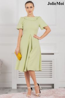 Jolie Moi Debora Green Button Neck Dress (C93461) | €51