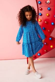 Crew Clothing Company Blue Spot Cotton Draped Dress (C93520) | AED145 - AED186