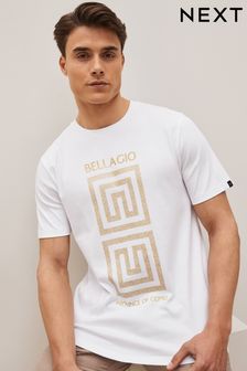 White/Gold Print T-Shirt (C93543) | €11.50