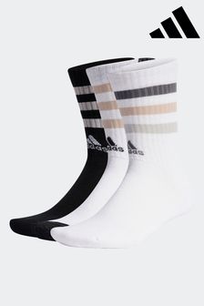 adidas White Adult Bold 3-Stripes Cushioned Crew Socks 3 Pairs (C93647) | SGD 35
