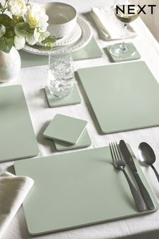 Set of 4 Sage Green Placemats and Coasters (C93673) | $30