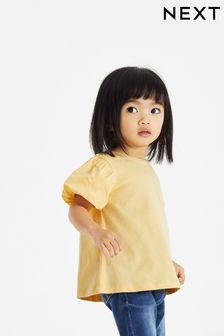 Yellow Cotton Puff Sleeve T-Shirt (3mths-7yrs) (C93717) | €4 - €5