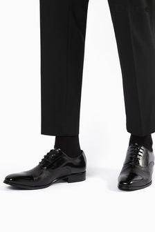 Dune London Black Sheet Saffiano Embossed Oxford Shoes (C93830) | $223