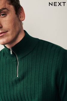 Green - Regular Long Sleeve Knitted Textured Jumper (C93917) | kr560